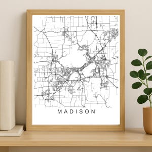 Madison City Map Print, Printable City Poster, Digital Download Map Art, Minimalist Street Map, Modern Wall Art, City Map Gift