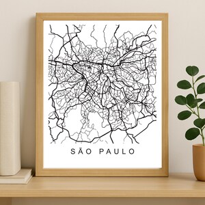 Sao Paulo Stadt Karte Drucken, druckbare Stadt Poster, digitaler Download Karte Kunst, minimalistische Straßenkarte, moderne Wandkunst, Stadt Karte Geschenk