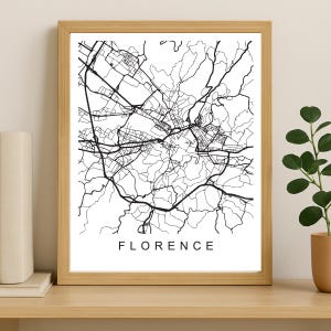 Florence City Map Print, Printable City Poster, Digital Download Map Art, Minimalist Street Map, Modern Wall Art, City Map Gift