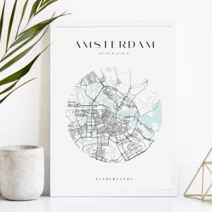 Amsterdam City Map Print, Printable City Poster, Digital Download Map Art, Minimalist Street Map, Modern Wall Art, City Map Gift