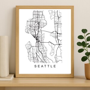 Seattle City Map Print, Printable City Poster, Digital Download Map Art, Minimalist Street Map, Modern Wall Art, City Map Gift