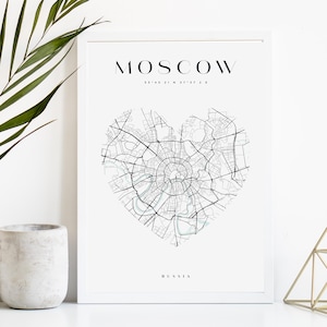 Moskau Karte Stadtplan Druck, druckbare Stadt Poster, digitaler Download Karte, Kunst, minimalistische Straßenkarte, moderne Wandkunst, Stadt Karte Geschenk
