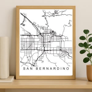 San Bernardino City Map Print, Printable City Poster, Digital Download Map Art, Minimalist Street Map, Modern Wall Art, City Map Gift