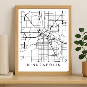 Mapa miasta Minneapolis do druku, plakat do druku miasta, cyfrowa mapa do pobrania, minimalistyczna mapa ulic, nowoczesna sztuka ścienna, prezent z mapą miasta