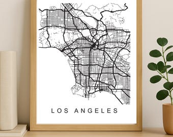 Los Angeles City Map Print, Printable City Poster, Digital Download Map Art, Minimalist Street Map, Modern Wall Art, City Map Gift