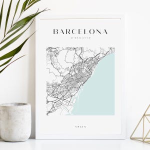 Barcelona City Map Print, Printable City Poster, Digital Download Map Art, Minimalist Street Map, Modern Wall Art, City Map Gift