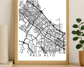 Palo Alto City Map Print, Printable City Poster, Digital Download Map Art, Minimalist Street Map, Modern Wall Art, City Map Gift