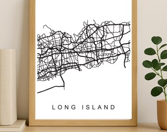 Long Island City Map Print, Printable City Poster, Digital Download Map Art, Minimalist Street Map, Modern Wall Art, City Map Gift
