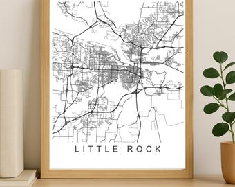 Little Rock City Map Print, Printable City Poster, Digital Download Map Art, Minimalist Street Map, Modern Wall Art, City Map Gift
