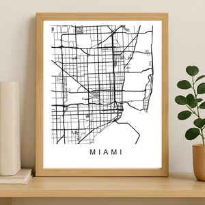Miami City Map Print, Printable City Poster, Digital Download Map Art, Minimalist Street Map, Modern Wall Art, City Map Gift