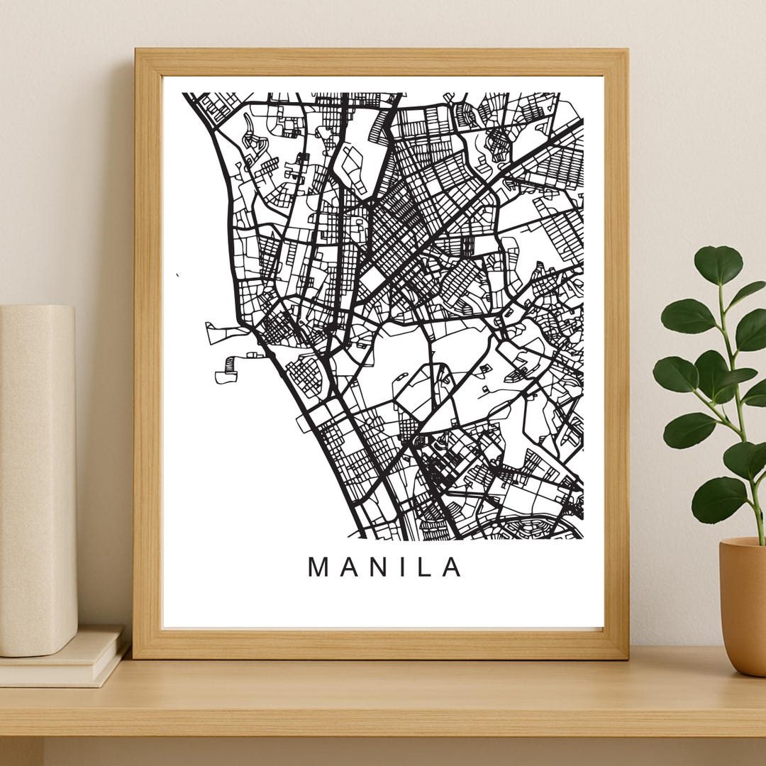 Manila Map Clean Manila City Map Print, Printable City Poster, Digital Download Map Art ...
