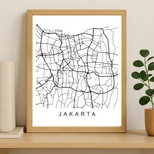 Jakarta City Map Print, Printable City Poster, Digital Download Map Art, Minimalist Street Map, Modern Wall Art, City Map Gift