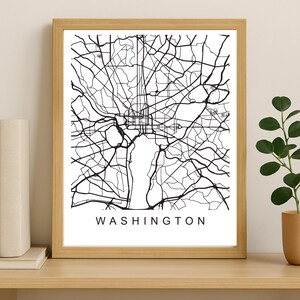 Washington City Map Print, Printable City Poster, Digital Download Map Art, Minimalist Street Map, Modern Wall Art, City Map Gift