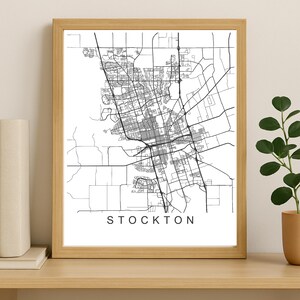Stockton City Karte Poster, druckbare Stadt Karte, digitaler Download Karte, minimalistische Straßenkarte, moderne Wandkunst, Stadt Karte Geschenk