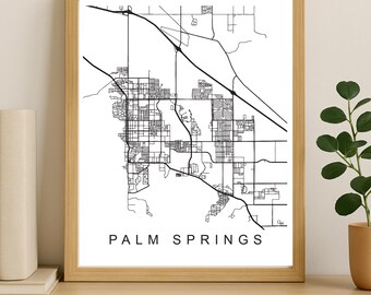 Palm Springs City Map Print, Printable City Poster, Digital Download Map Art, Minimalist Street Map, Modern Wall Art, City Map Gift