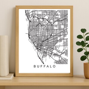 Buffalo City Map Print, Printable City Poster, Digital Download Map Art, Minimalist Street Map, Modern Wall Art, City Map Gift