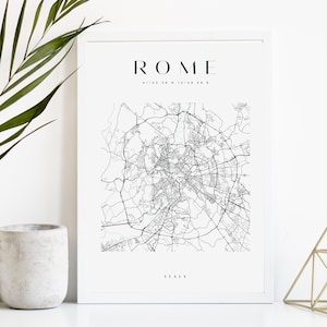 Rom Stadt Karte Drucken, druckbare Stadt Karte, digitaler Download Karte Kunst, minimalistische Straßenkarte, moderne Wandkunst, Stadt Karte Geschenk