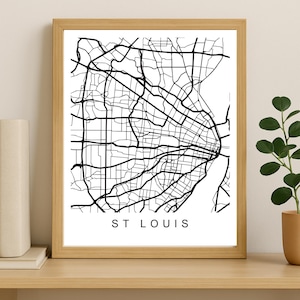 St Louis City Map Print, Printable City Poster, Digital Download Map Art, Minimalist Street Map, Modern Wall Art, City Map Gift