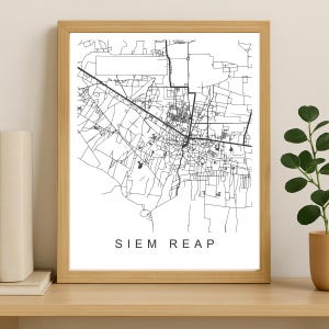 Siem Reap Stadt Karte Drucken, druckbare Stadt Poster, digitaler Download Karte Kunst, minimalistische Straßenkarte, moderne Wandkunst, Stadt Karte Geschenk