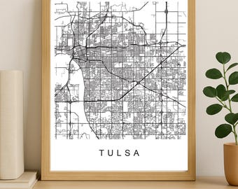 Tulsa City Map Print, Printable City Poster, Digital Download Map Art, Minimalist Street Map, Modern Wall Art, City Map Gift