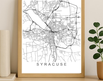 Syracuse City Map Print, Printable City Poster, Digital Download Map Art, Minimalist Street Map, Modern Wall Art, City Map Gift