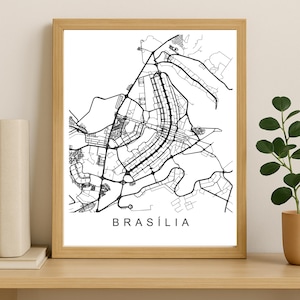 Brasilia Stadt Karte Drucken, druckbare Stadt Poster, digitaler Download Karte, Kunst, minimalistische Straßenkarte, moderne Wandkunst, Stadt Karte Geschenk