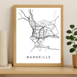 Marseille Karte Stadtplan Drucken, druckbare Stadt Poster, digitaler Download Karte Kunst, minimalistische Straßenkarte, moderne Wandkunst, Stadt Karte Geschenk