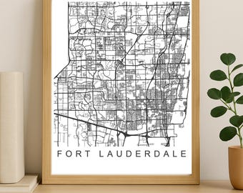Fort Lauderdale City Map Print, Printable City Poster, Digital Download Map Art, Minimalist Street Map, Modern Wall Art, City Map Gift