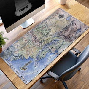 Lord of the Rings Middle-Earth Map Mouse Pad, LOTR Desk Mat, Fantasy Map Gaming Pad, Tolkien Desk Decor, Mordor Rohan Map Gift