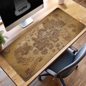 Gielinor Map Gaming Mouse Pad, RuneScape Desk Mat, Fantasy Map XXL Desk Pad, Old School RuneScape Gift, Adventure Desk Decor