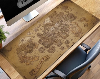 Gielinor Map Gaming Mouse Pad, RuneScape Desk Mat, Fantasy Map XXL Desk Pad, Old School RuneScape Gift, Adventure Desk Decor