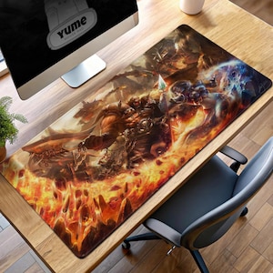 Epic WoW Gaming Desk Mat, Fantasy Battle Mouse Pad, Large Warcraft Desk Mat, Fire & War Gaming Pad, Gift for WoW Players, Office Mousepad