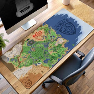 Hyrule Map-gamingmuismat, Zelda-bureaumat, Breath of the Wild Office & Gaming Setup-accessoire