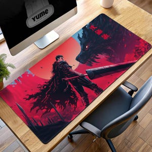 Berserk Guts and Beast of Darkness Desk Mat - Anime Gaming Mouse Pad, Large Berserk Desk Pad