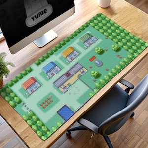 Pokémon Pallet Town Gaming Mauspad, Kanto Region Schreibtischunterlage, Nostalgisches Geschenk für Pokémon Fans