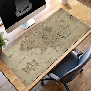 Mittelerde Karte Gaming Mauspad, Herr der Ringe Schreibtischunterlage, Fantasy Welt Büro & Gaming Accessoire