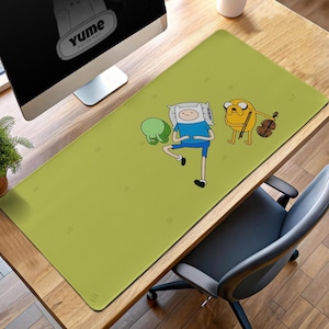 Alfombrilla de ratón de Finn y Jake de Hora de Aventuras: Escena verde relajante, tapete de escritorio con dibujos animados, regalo de la Tierra de Ooo, decoración de escritorio de anime