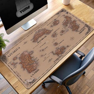 Azeroth Map Gaming Mouse Pad, World of Warcraft Desk Mat, Large Fantasy Mousepad, WoW Gamer Gift, Vintage Warcraft Map Office Decor