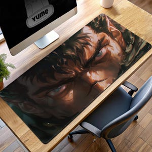 Berserk Guts Intense Stare Gaming Mouse Pad, Anime Desk Mat for Dark Fantasy Fans, Unique Collector&#39;s Gift for Gamers