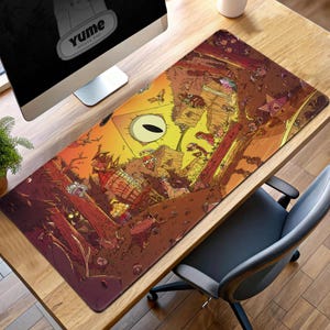 Gravity Falls Desk Mat – Bill Cipher & Mystery Shack Scene, Cartoon Forest Mouse Pad, Weirdmageddon Gaming Decor, Fan Gift
