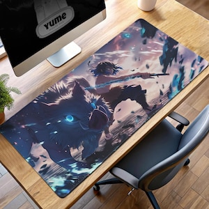 Inosuke Demon Slayer Mouse Pad - Boar Mask Anime Desk Mat, Gaming Desk Accessory, Large Desk Mat