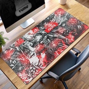 Berserk Guts Red Fury Gaming Mouse Pad, Anime Desk Mat for Dark Fantasy Fans, Unique Collector’s Gift for Gamers