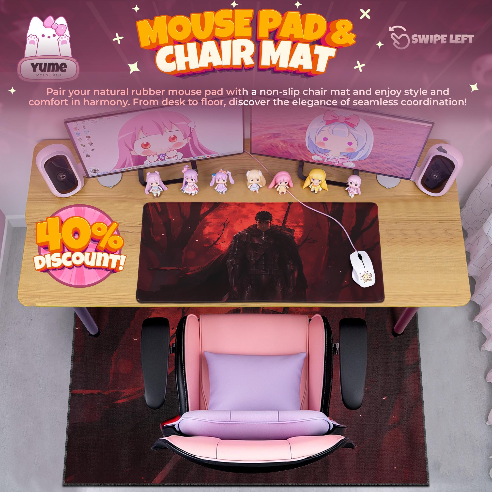 ベルセルク ガッツ マウスパッド：レッドフォレスト アニメデスク