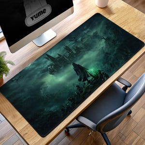 Wizard’s Legacy Mouse Pad - Dark Magic Castle Scene Desk Mat, Sorcerer Silhouette Pad, Wizarding World Decor, Gift