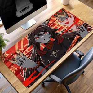 Genshin Impact-Inspired Hu Tao Desk Mat - Anime Gaming Mouse Pad, Gift, Gaming Desk Setup