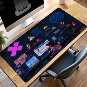 Retro Super Mario Gaming Mauspad, Pixel Art Schreibtischmatte, Geschenk für Gamer, Mario Bros Computer Matte für Arbeit und Freizeit