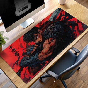 Berserk Gaming Mouse Pad, Guts Anime Desk Mat, Dark Fantasy Gift, Epic Berserk Desk Accessory, Anime Warrior Gaming Setup Mat