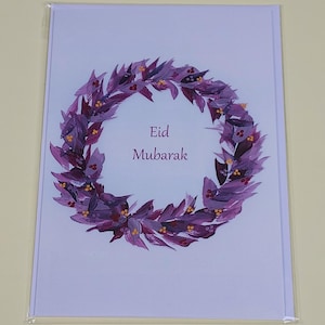 Eid Mubarak I Grußkarte I Eid Karte I Lila Kranz I Eid I Besonderheit: Leere Innenseite I Weißer Umschlag I Vintage