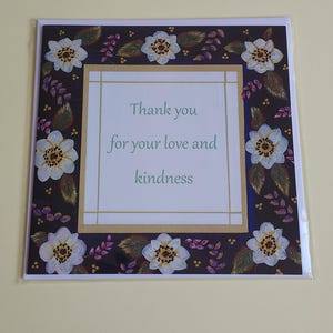 Grazie per il tuo amore e la tua gentilezza II I Biglietto d'auguri, per qualsiasi occasione I Fiori bianchi I Particolarità: interno vuoto I Vintage