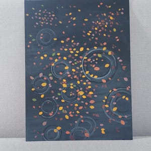 Raindrops, Acrylic Painting I Autumn Leaves I Rain, Raindrops, Rainy Day I Nature I Art I Wall Decor